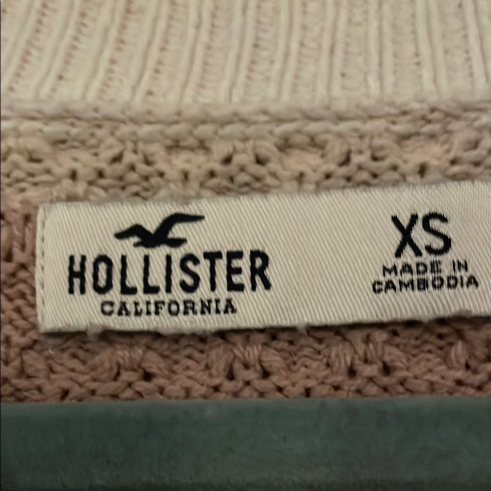 Hollister Cream and Brown Striped Crew Neck Sweater - Picture 2 of 3